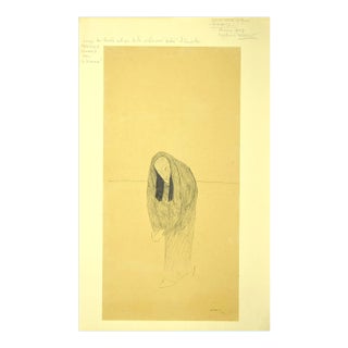 Flor David, Le Nourrice, 1951, Original Black China Ink and Pencil Drawing For Sale