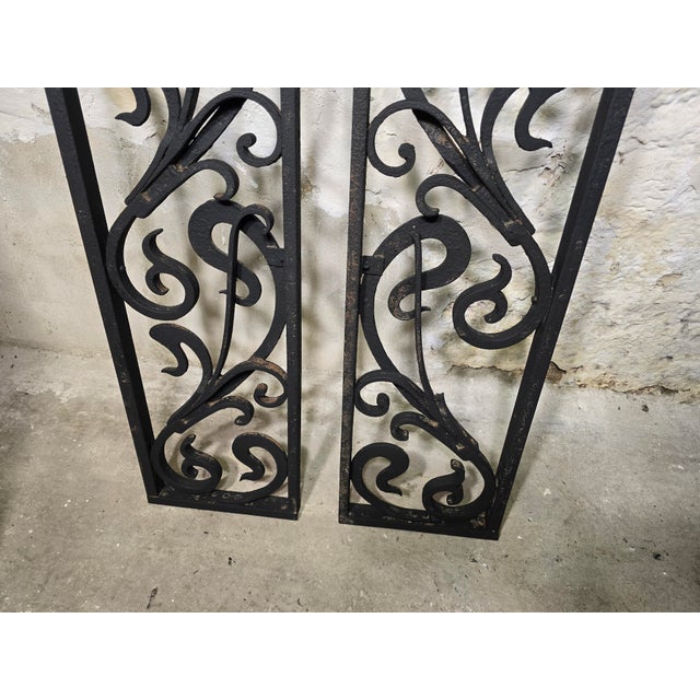 Vintage Art Deco Wrought Iron Gate Doors, 1920s, Set of 2 For Sale - Image 17 of 18
