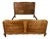 Vintage French Louis XVI Oak Double Bed Frame with Carved Headboard For Sale