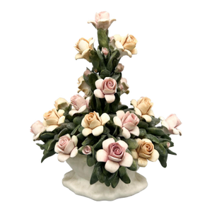 Vintage Capodimonte Floral Arrangement by Vincenzo Mollica – Hand-Modeled Porcelain Roses – Italian/ Shabby Chic