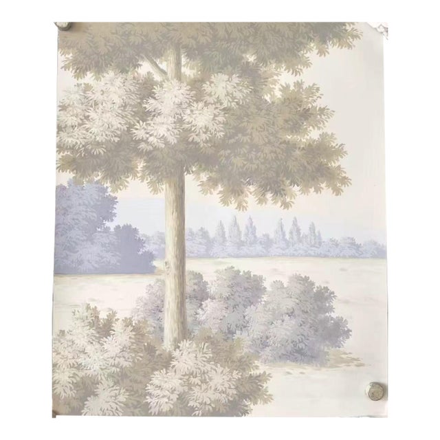 Handcrafted Scenic Landscape Wallpaper Mural With Soft Woodland Garden View For Sale