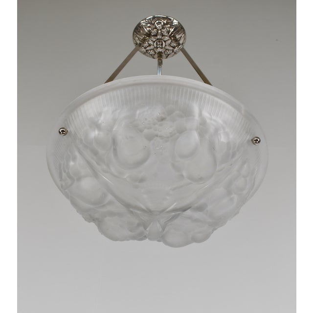 Metal French Art Deco Pendant Light by Muller Freres 1930 France For Sale - Image 7 of 11