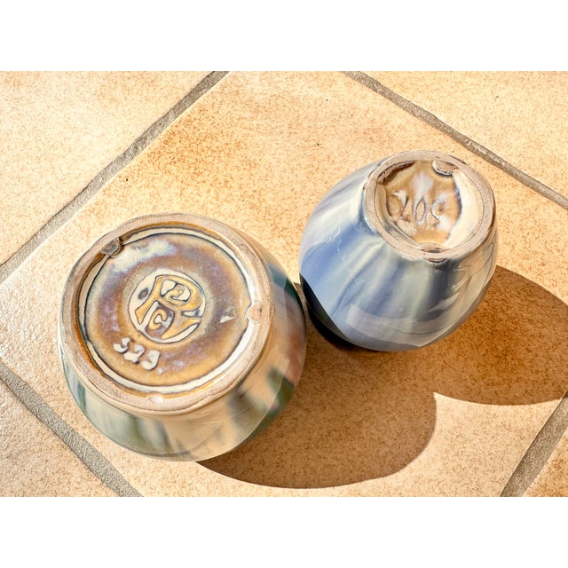 Art Deco Ceramic Vases with Green-Blue Gradient from Hugo Reinhold & Co, Germany, 1930s, Set of 2 For Sale - Image 15 of 18