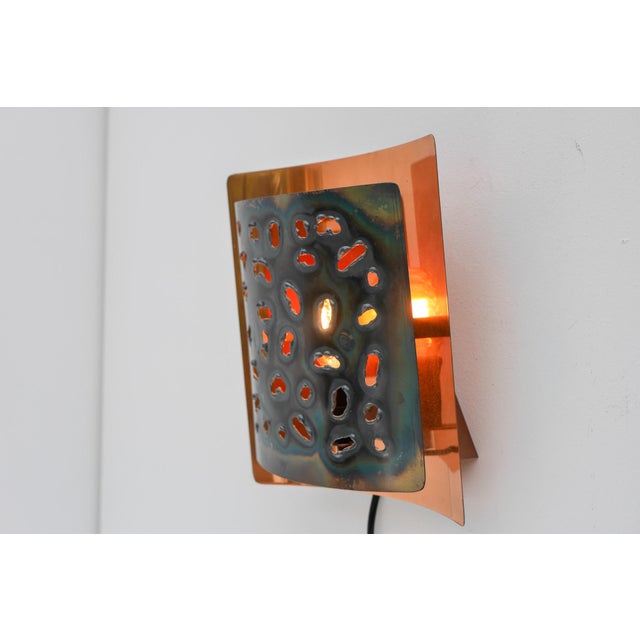 Vintage Brutalist Copper Wall Sconce from Boréns, 1960s For Sale - Image 6 of 15