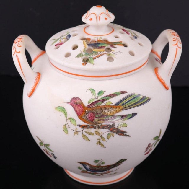 Brown Antique Parian Pot Pourri Vase with Enamelled Birds attributed to Minton For Sale - Image 8 of 18