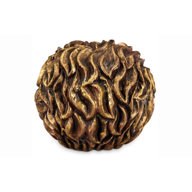 Pair of Vintage Gilt Lion Head Sculptures, Italian Neoclassical Style For Sale - Image 4 of 13