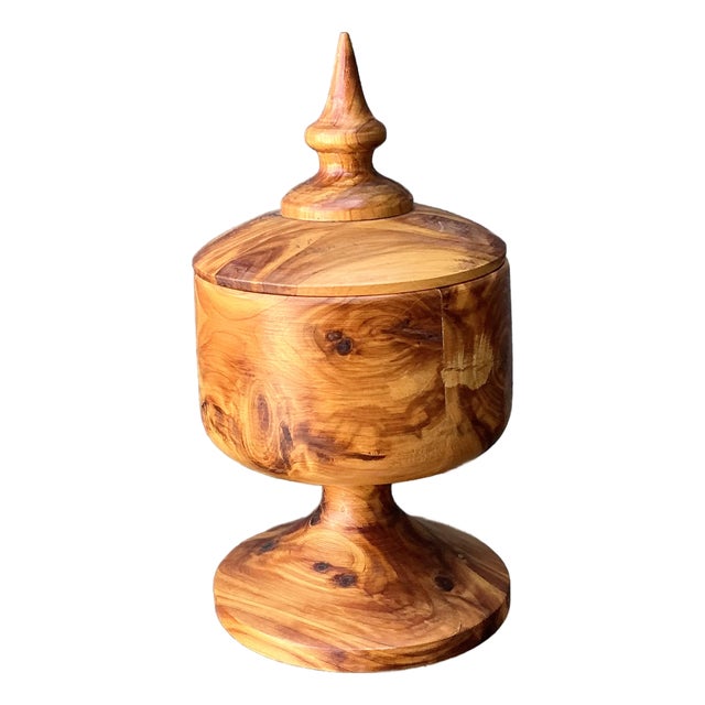 Vintage Turned Wood Lidded Box For Sale