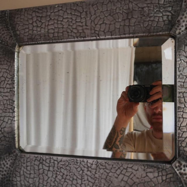2000 - 2009 Vintage Embossed Pewter Mirror For Sale - Image 5 of 12