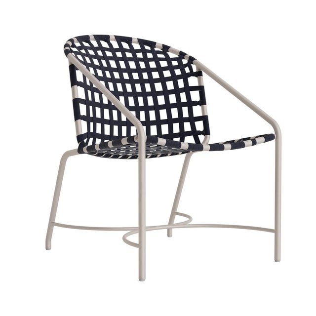 Brown Jordan Kantan Aluminum Suncloth Arm Chair, Dove frame with Marine fabric For Sale - Image 12 of 12