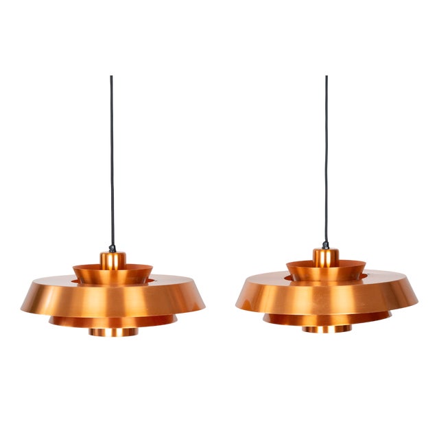 Vintage Danish Nova Pendant Lamps by Jo Hammerborg for Fog & Mørup, 1963, Set of 2 For Sale