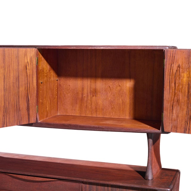 Hos Wulff Mid Century Danish Teak Tambour Door Credenza and Hutch For Sale - Image 4 of 9
