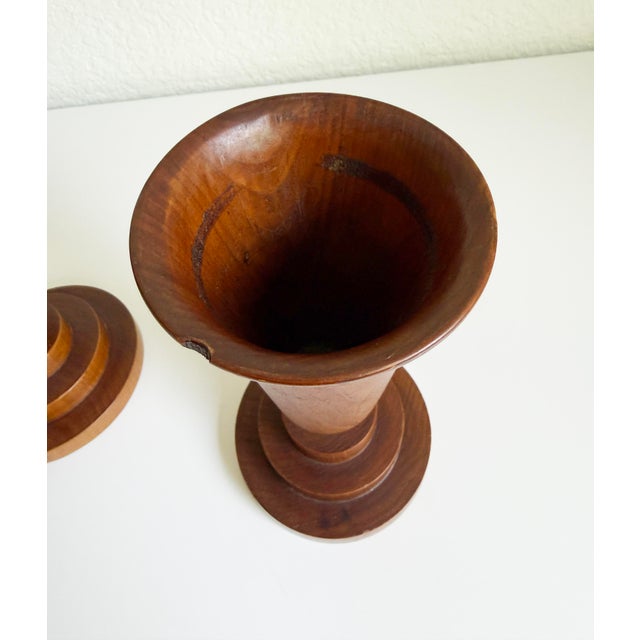 1930s 1930s Art Deco Treen Vases, a Pair For Sale - Image 5 of 10