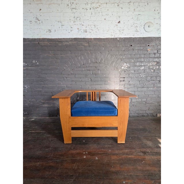 Sculptural Frank Lloyd Wright Style Oak Chair For Sale - Image 4 of 14