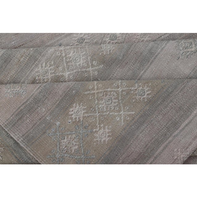 Vintage Turkish Square Kilim Rug in Soft Pastel Tones With Intricate Patterns 11'0 X 12'0 For Sale - Image 9 of 10