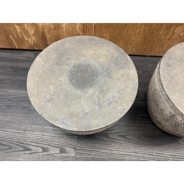 Stone Rh Restoration Hardware Vetro Round Side Table – 21" Diam., Set of 2 For Sale - Image 7 of 18