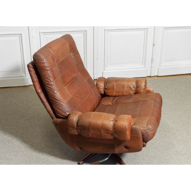 Leather Swivel Lounge Chair from OPE Möbler Jönköping, Sweden, 1960s For Sale - Image 6 of 10