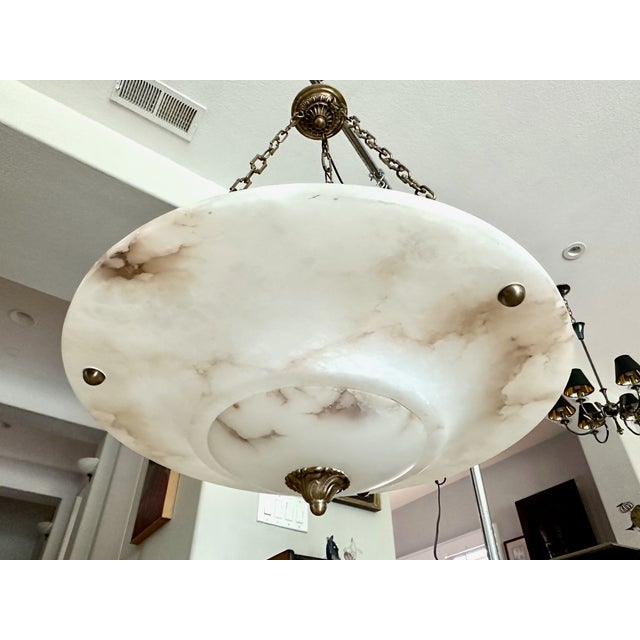Alabaster Large French Directoire Style Alabaster Chandelier Pendant Light For Sale - Image 8 of 18