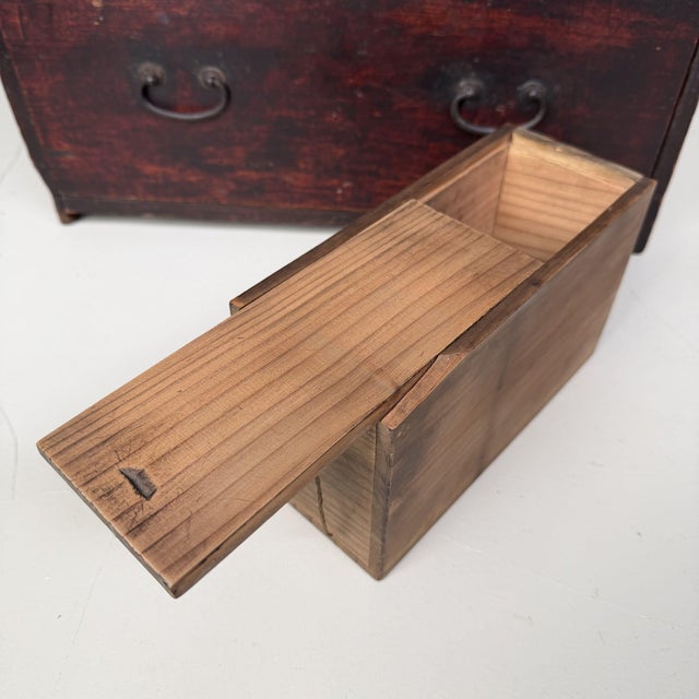 Wood Antique Japanese Bunko Drawer Cabinet with Hidden Compartment, 1900s For Sale - Image 7 of 11