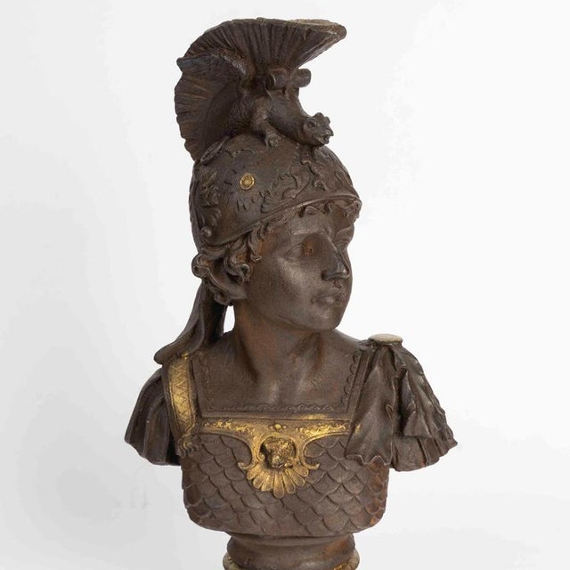 Sculpture depicting a Greek man in clothing, made of cast iron, early 20th century. Early 20th-century sculpture in the...