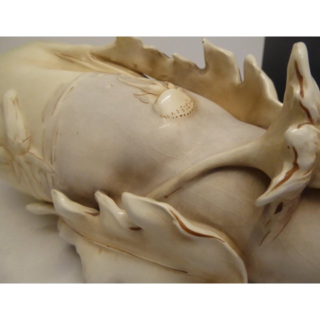 Art Nouveau Porcelain Thistles Vases attributed to Amphora / Riessner, Stellmacher, & Kessel, 1890s, Set of 2 For Sale - Image 4 of 18