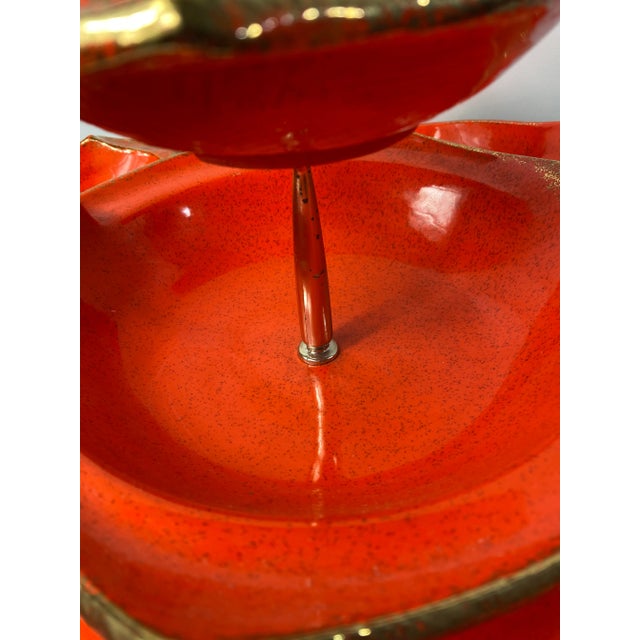 1970s Vintage 1970s Mid Century Modern Ceramic Serving Tray with Swivel Lazy Susan Base For Sale - Image 5 of 10