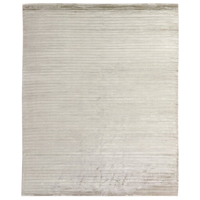 Gail hand loomViscoseSilver Rug - 10'x14' For Sale