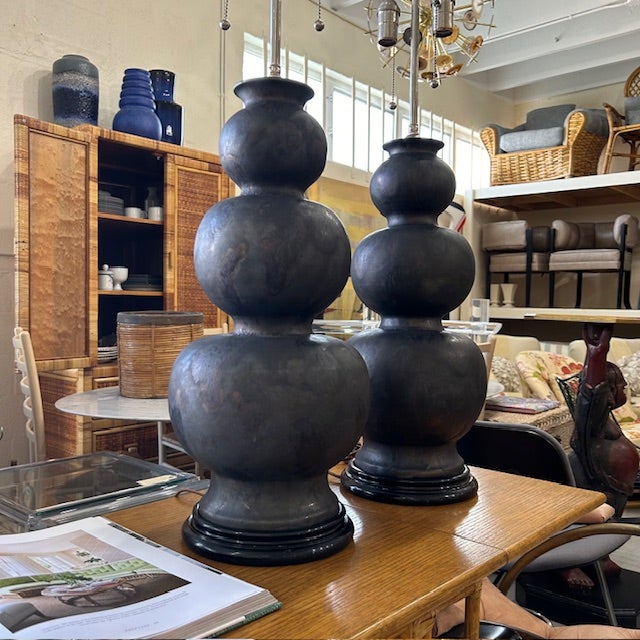 Jean Roger Antiqued Platinum Glazed Porcelain Gourd Lamps, a Pair For Sale - Image 11 of 11