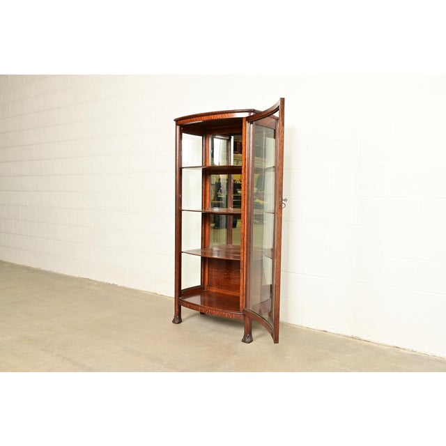 Wood Berkey & Gay Antique Victorian Carved Oak Bookcase or Display Cabinet, Circa 1890s For Sale - Image 7 of 16