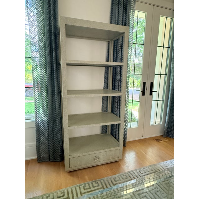 Modern Villa & House Grasscloth Wrapped Etagere For Sale - Image 3 of 9