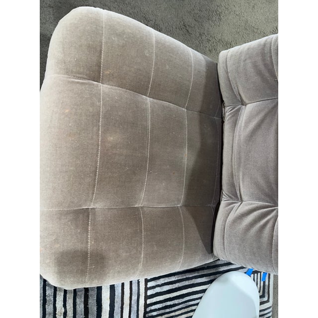 1975 Roche Bobois Gray Tufted Velvet Cantilever Chairs- Set of 2 For Sale - Image 10 of 12