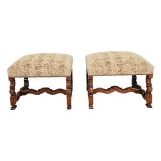 Pair of Louis XIV Style Walnut Benches, Custom Made Circa 1970 For Sale