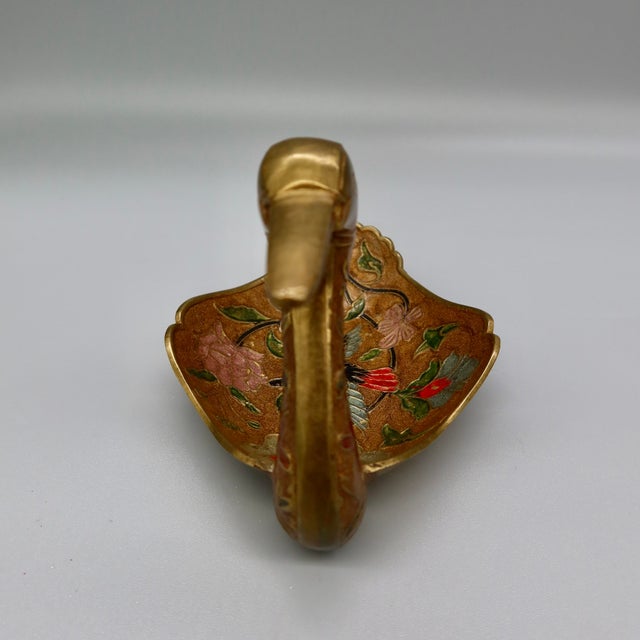 Mid 20th Century Vintage Brass Champleve Enamel Duck Dish For Sale - Image 5 of 7