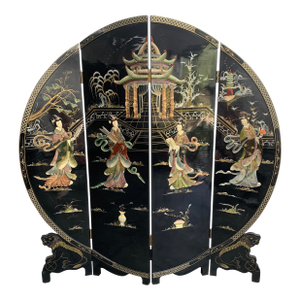 Chinoiserie Black Lacquer Room Divider Screen