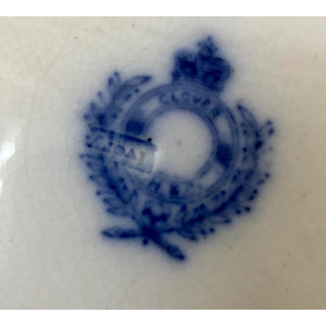 Early Gater Hall Blue Flow Plates in "Clover" Floral Pattern - a Pair For Sale - Image 9 of 13