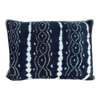 Indigo-Dyed Tribal Textile Pillow in Cotton and Linen, Modern Design For Sale