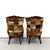Late 20th Century Vintage Carved Wood Patchwork Cowhide Wingback Chairs - Pair For Sale - Image 5 of 9