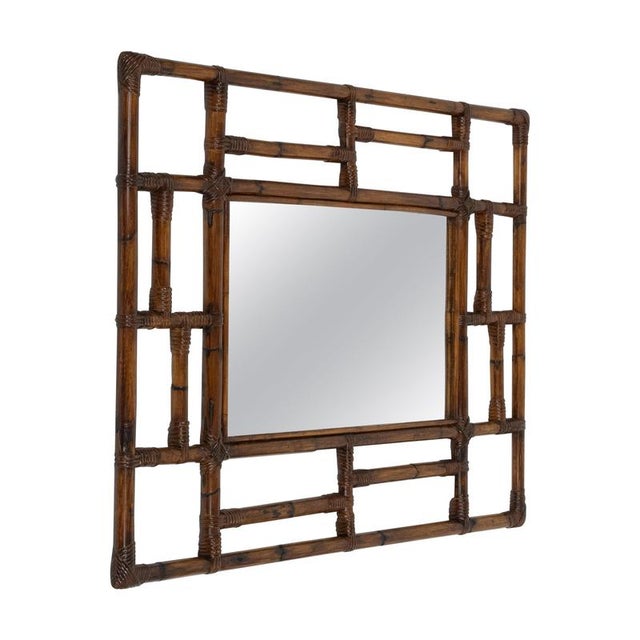 Mid-Century Modern Rectangular Mirror in Rattan and Bamboo, 1970s For Sale - Image 13 of 13