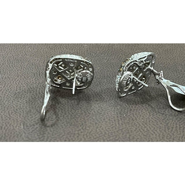 Designer Monte Carlo Champagne And White Diamond Clip Earrings In 18 kt White Gold Immaculately crafted from 18kt White...