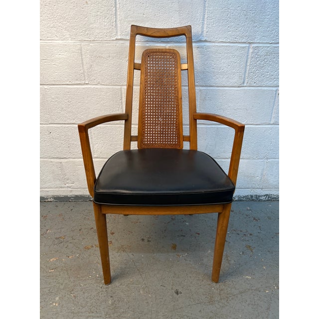 Wood Set of Six Mid 20th Century Walnut and Cane Dining Chairs by Drexel Furniture For Sale - Image 7 of 16