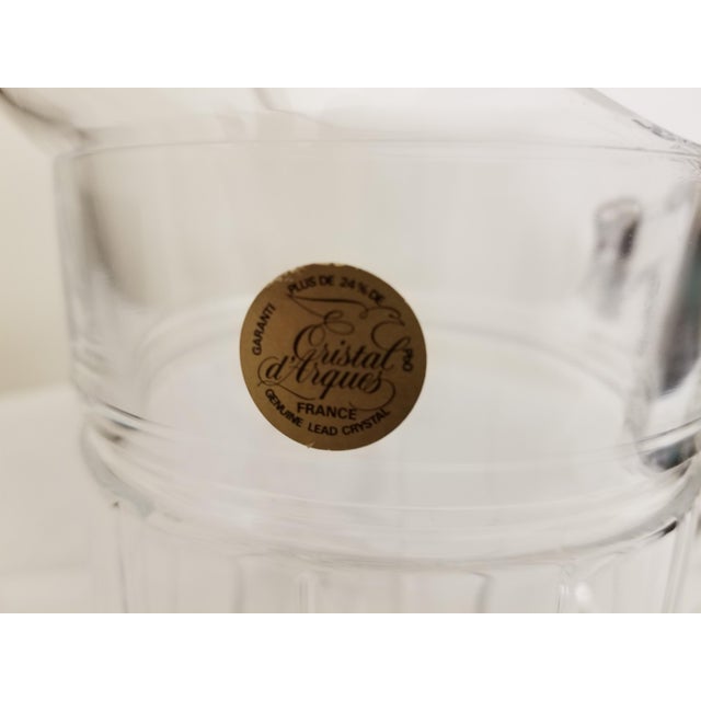 Metal Vintage Crystal d'Arques-Durand Lead Crystal Pitcher For Sale - Image 7 of 10