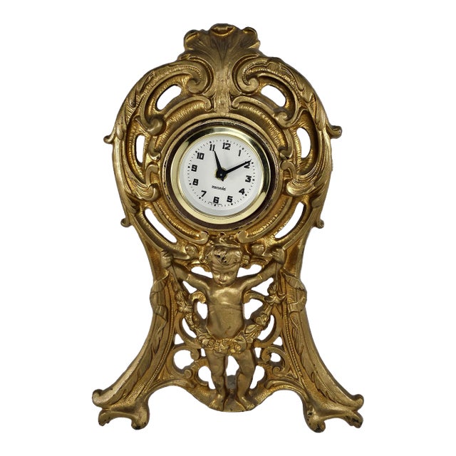 Art Noveau Cherub Wind Up Clock Mercedes Germany Patented October 1906 #421 For Sale