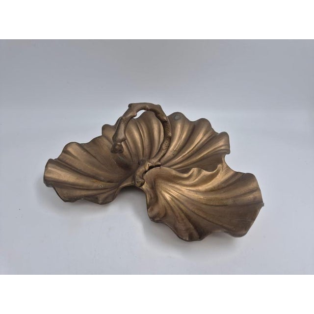 Art Nouveau Leaf-Shaped Bowl in Brass, France, 1900s For Sale - Image 6 of 11
