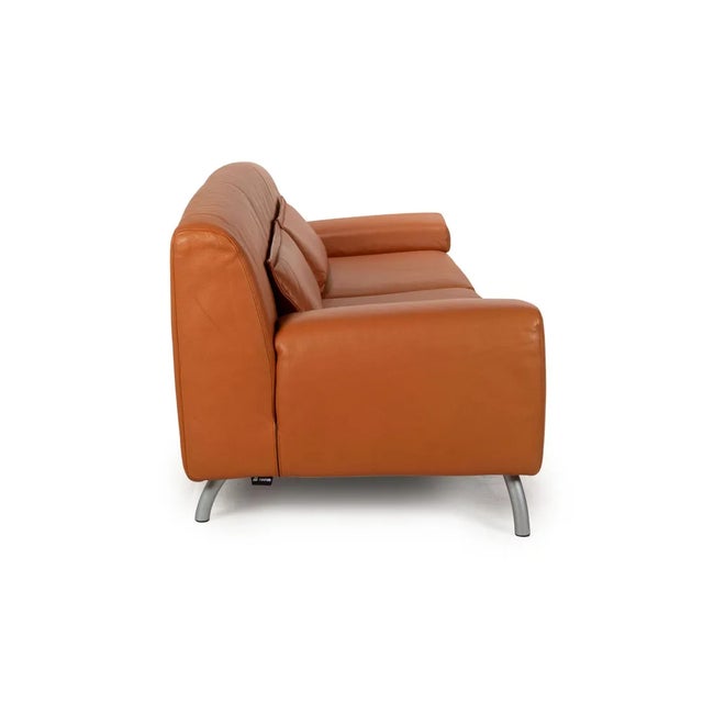 Animal Skin Leather Three-Seater Orange Sofa from Cor For Sale - Image 7 of 10