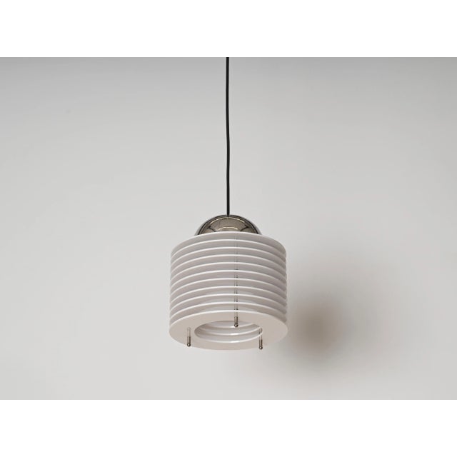 Mid-Century White Acrylic and Chrome Pendant Light, 1970s For Sale - Image 6 of 9
