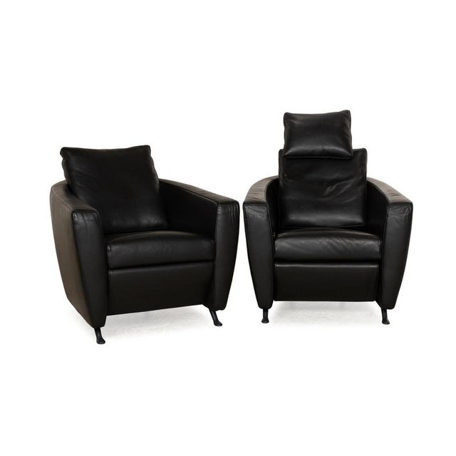 Set of Sesame Leather Chair Set from FSM For Sale - Image 17 of 17