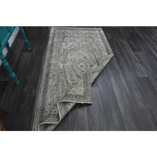 Gray 1970s Vintage Handmade Wool Cotton Grey Area Rug For Sale - Image 8 of 11