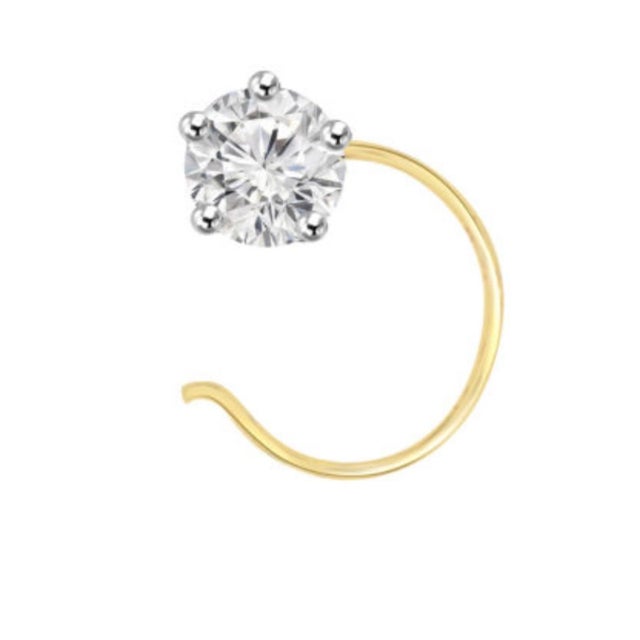 Wire Nose Ring Brilliant cut Diamond, extremely fine quality.\t A brand-new, unused, and unworn item Color:\tWhit...