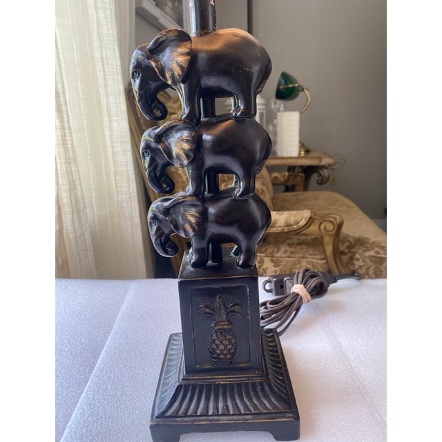 Vintage Elephant Table Lamp, Black & Gold Hollywood Regency, Sculptural Animal Lamp, Tropical Asian-Inspired Decorative Lighting For Sale - Image 9 of 9