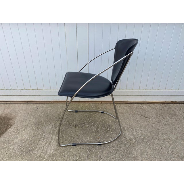 In good condition, both the leather and chrome. High-quality craftsmanship. Very comfortable and stylish chairs. Linda...