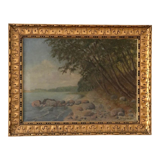 Vintage Original Seascape Oil Painting, Signed Large Coastal Landscape For Sale